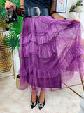 Gonna in tulle a balze purple