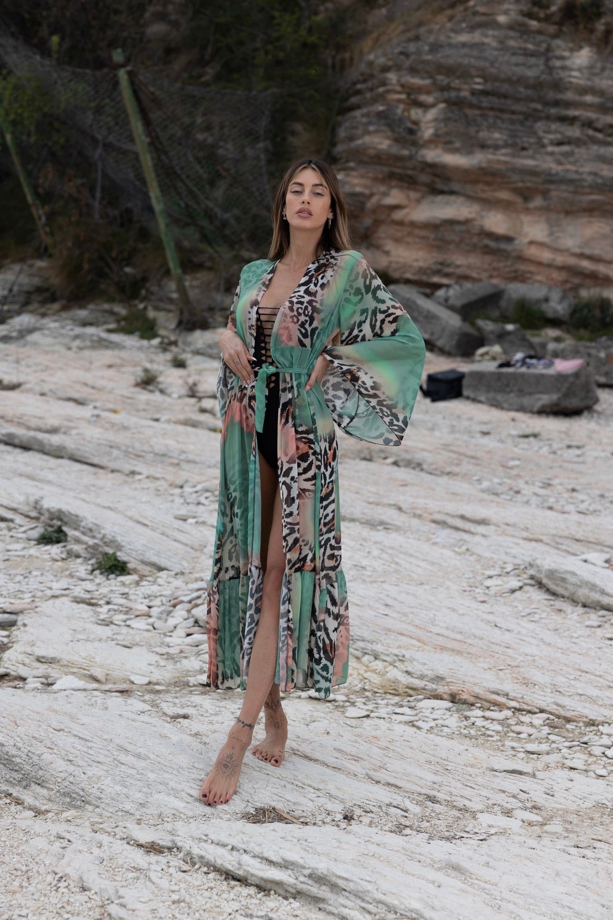 Kimono animalier verde