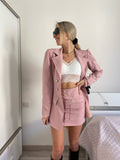 Completo giacca e gonna bottoni oro rosa