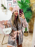 Cardigan con frange maculato rosa