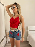 Short a caramella con cuori rossi
