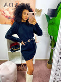Abito in maglia con trecce e spalline Nero