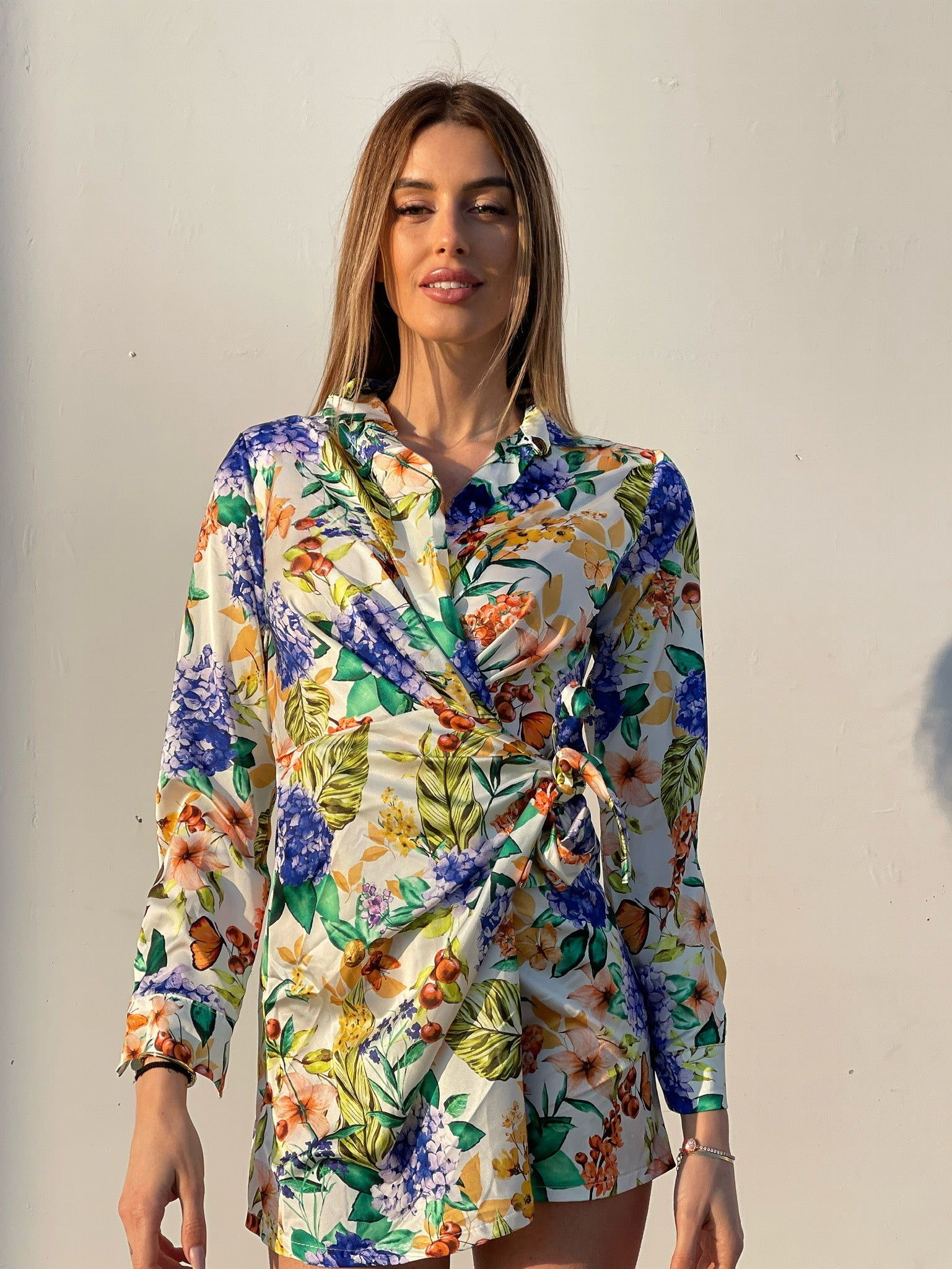 Abito a portafoglio con fiori