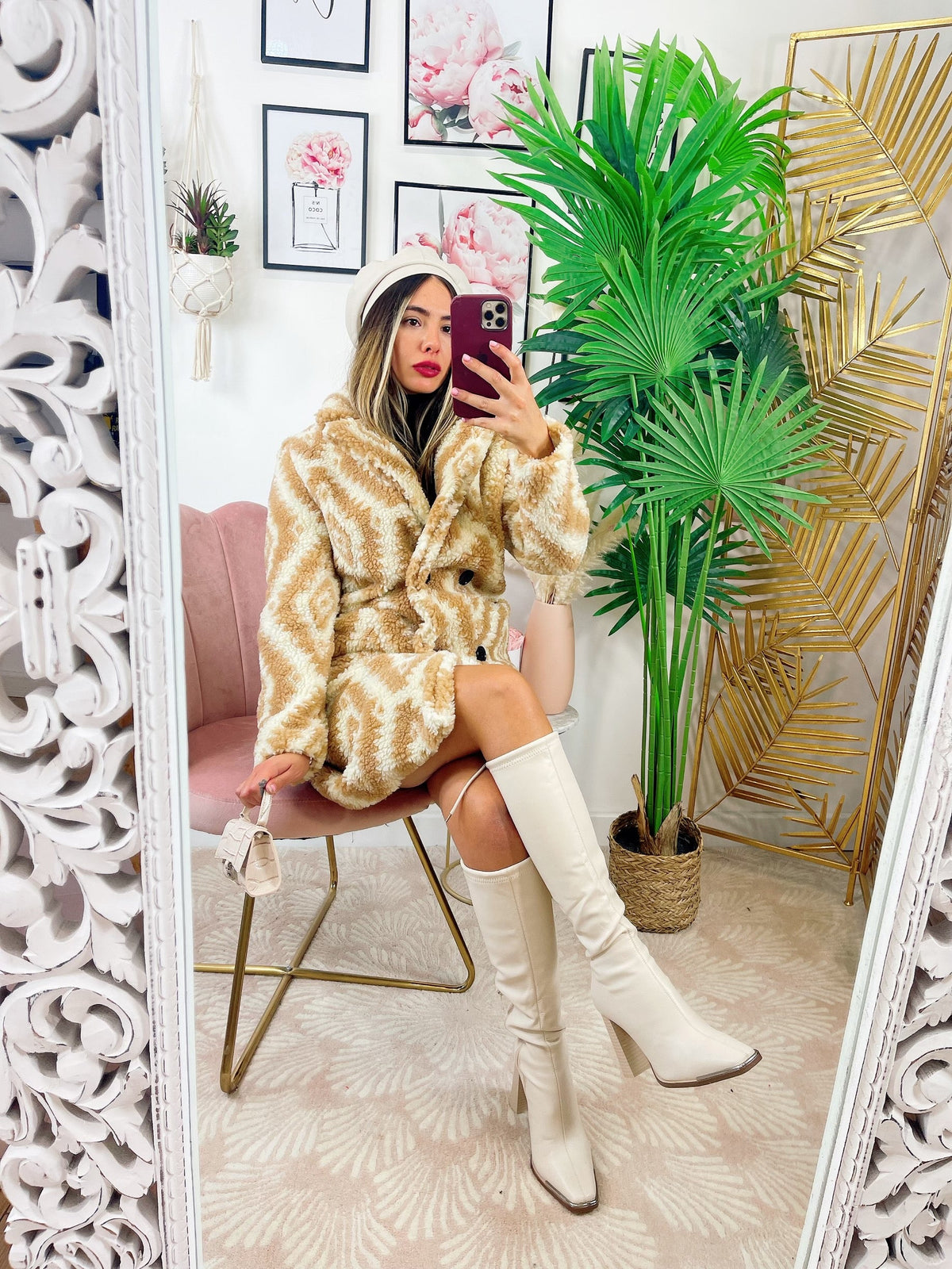 Cappotto Teddy bianco beige