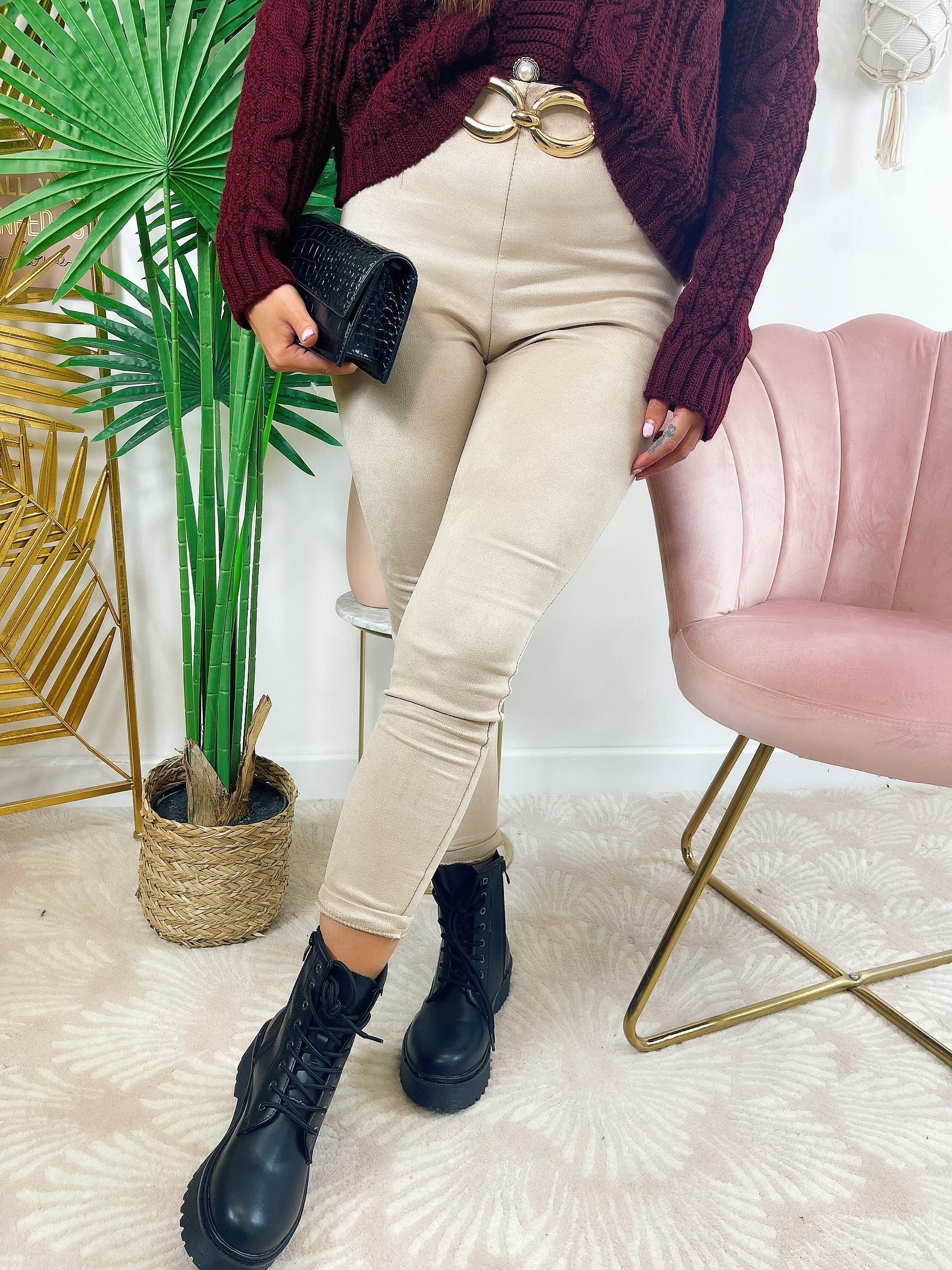 Leggins in camoscio Camel