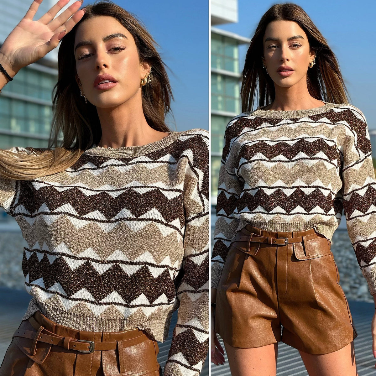 Maglione con rombi nude
