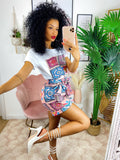 Completo etnico Short e t-shirt base Fuxia