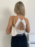 Top bianco con frange