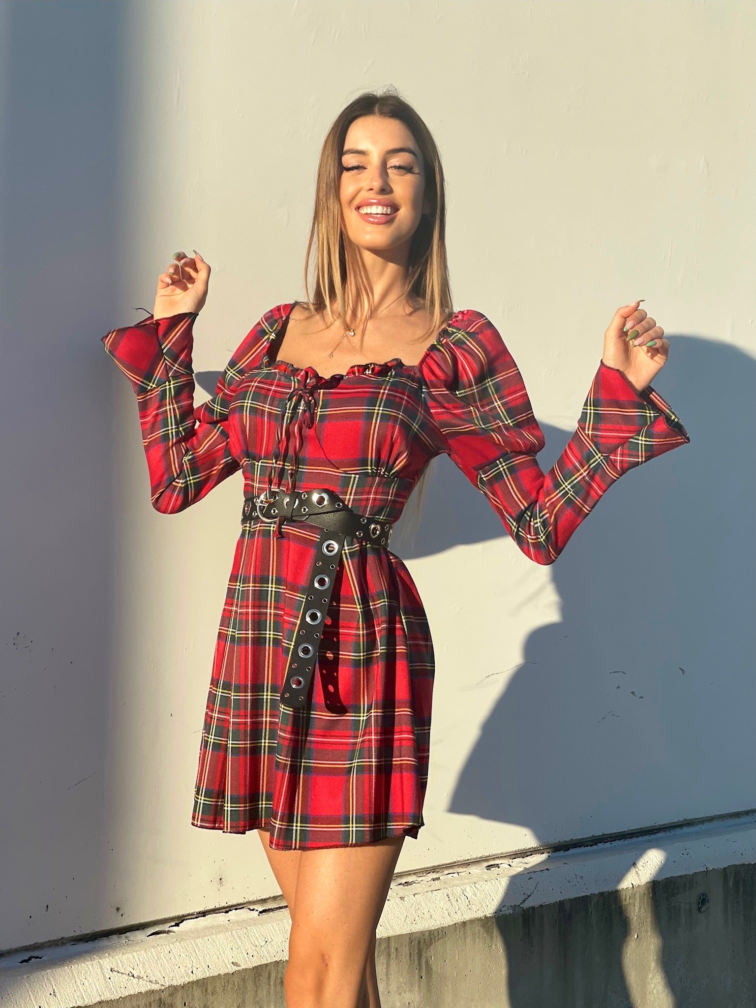 Abito scozzese base rosso