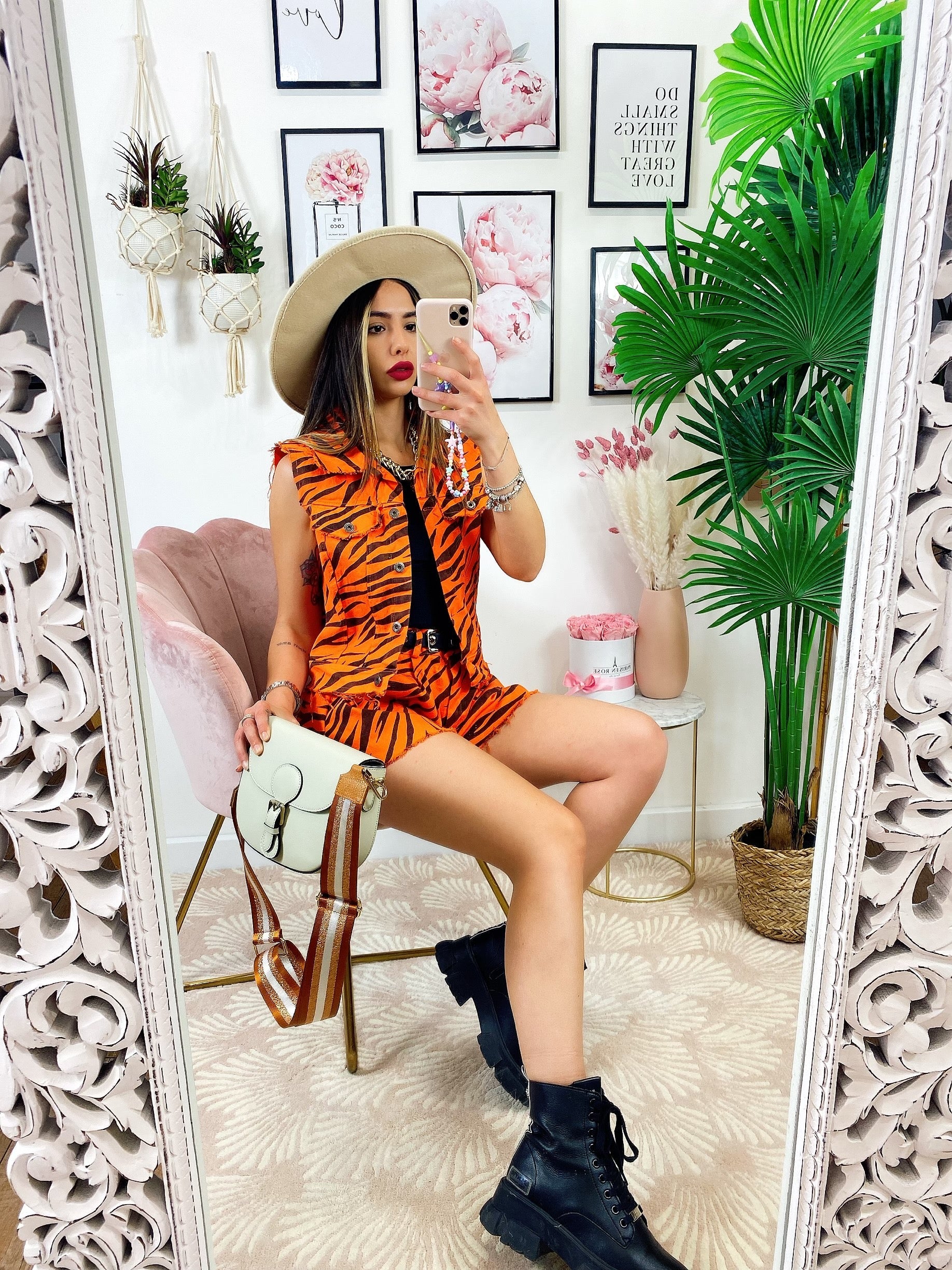 Completo zebrato arancio