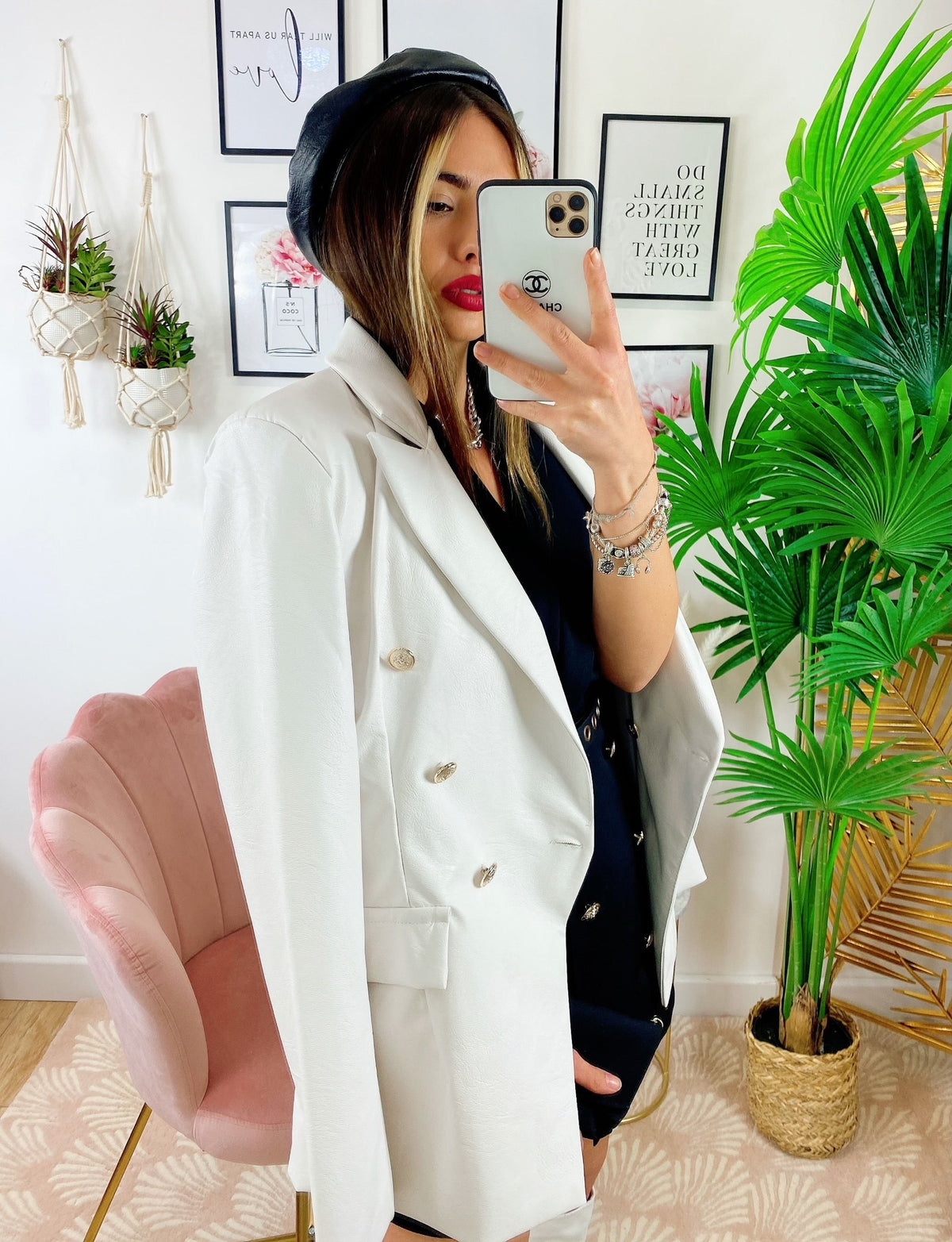 Blazer in ecopelle bianco