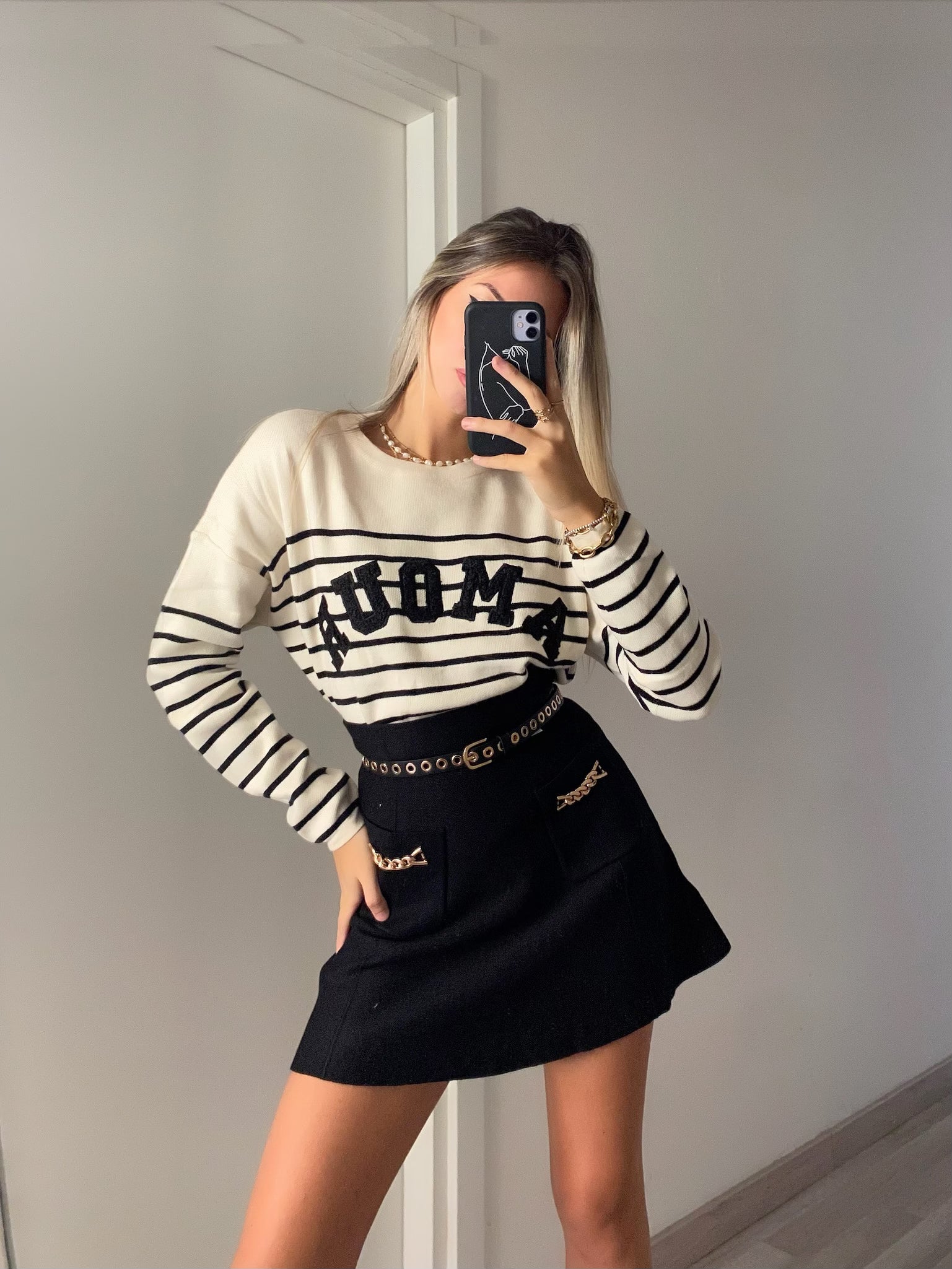 Maglione Amour bianco e nero