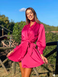 Abito in raso fuxia
