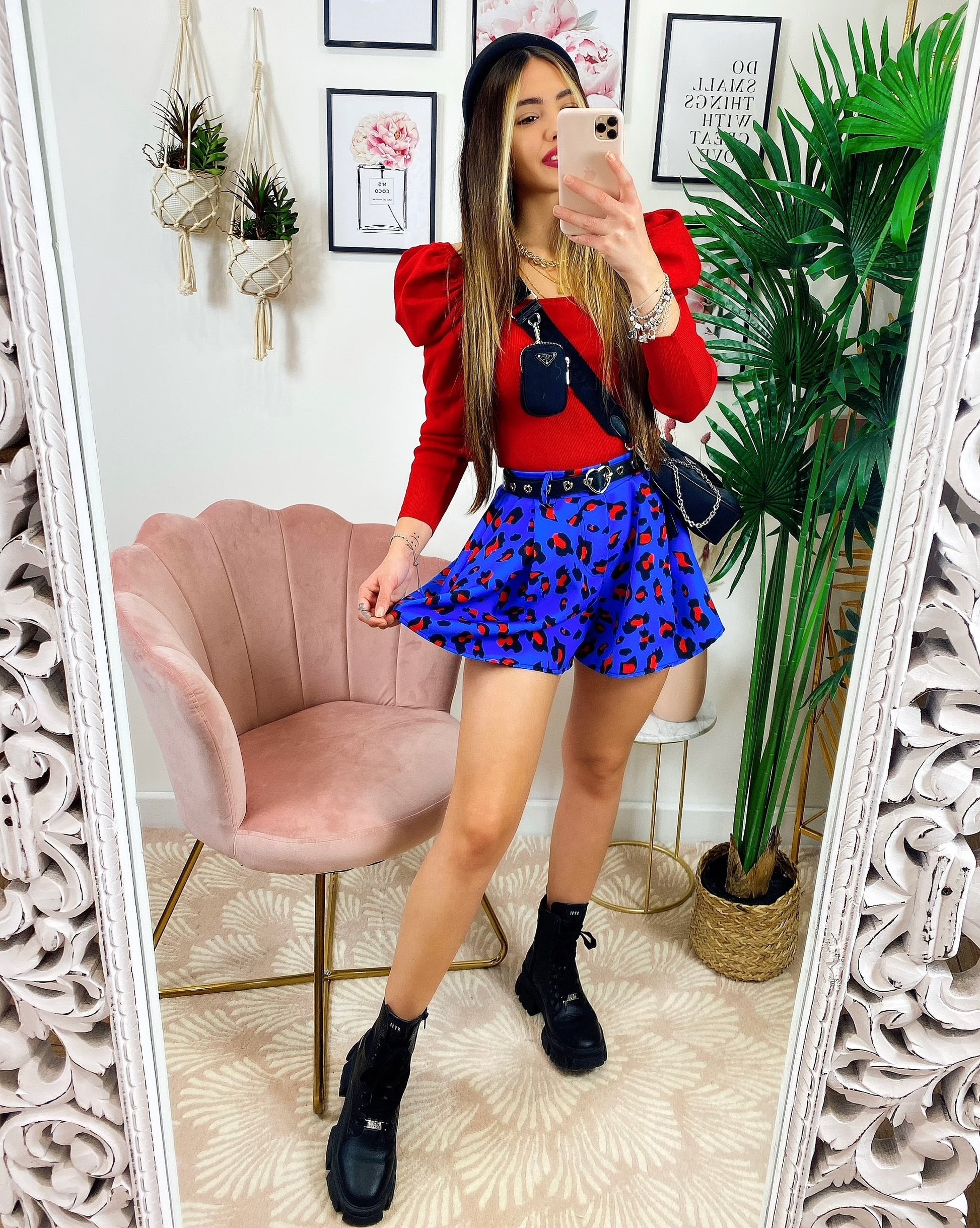 Top con spalline bombate Rosso