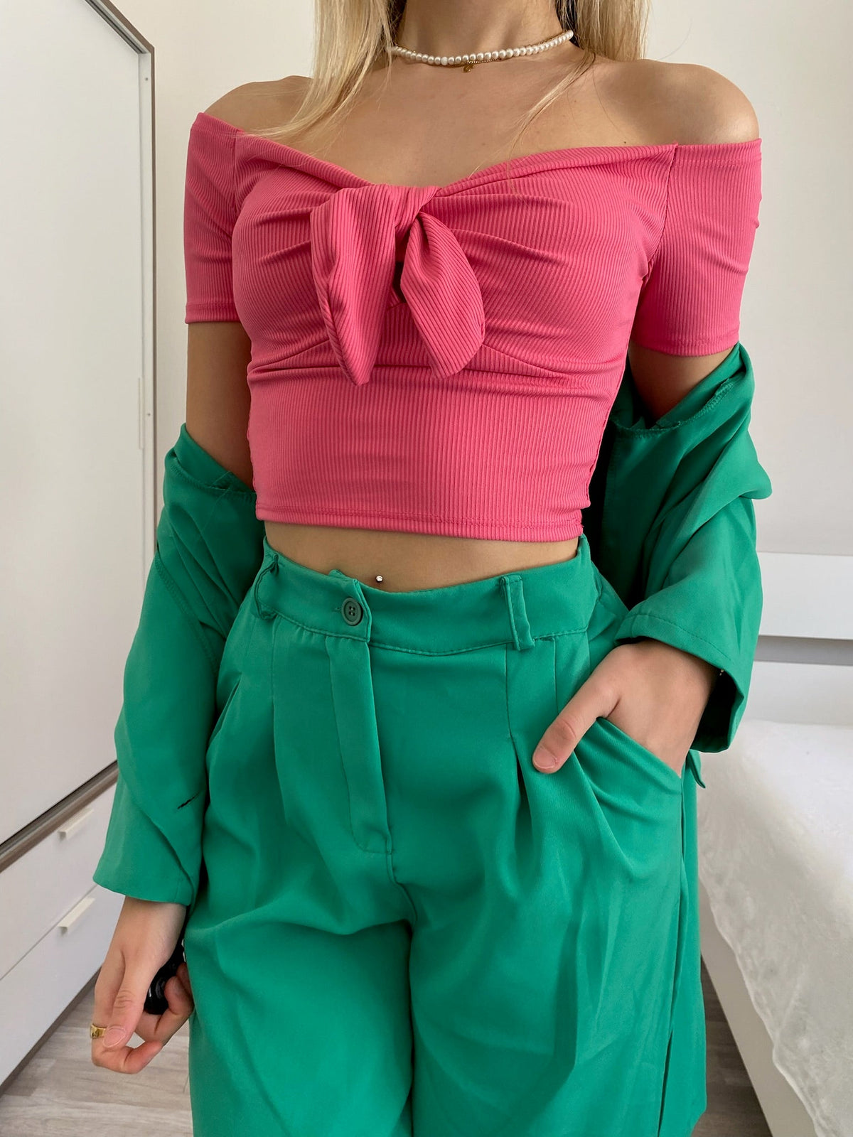 Completo oversize giacca e pantalone verde