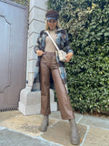 Pantalone in ecopelle marrone