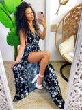 Abito Afrodite con fiori Nero
