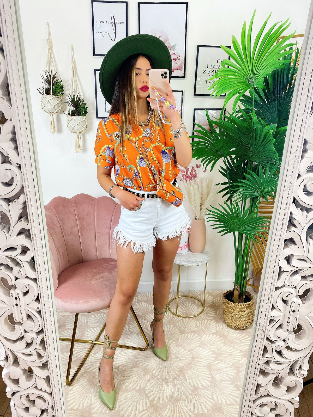 Camicia base arancio con borsetta