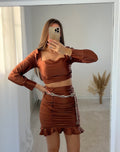 Completo top e gonna choco
