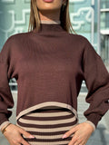 Completo abito più maglione marrone
