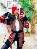 Cardigan con frange Rosso Nero