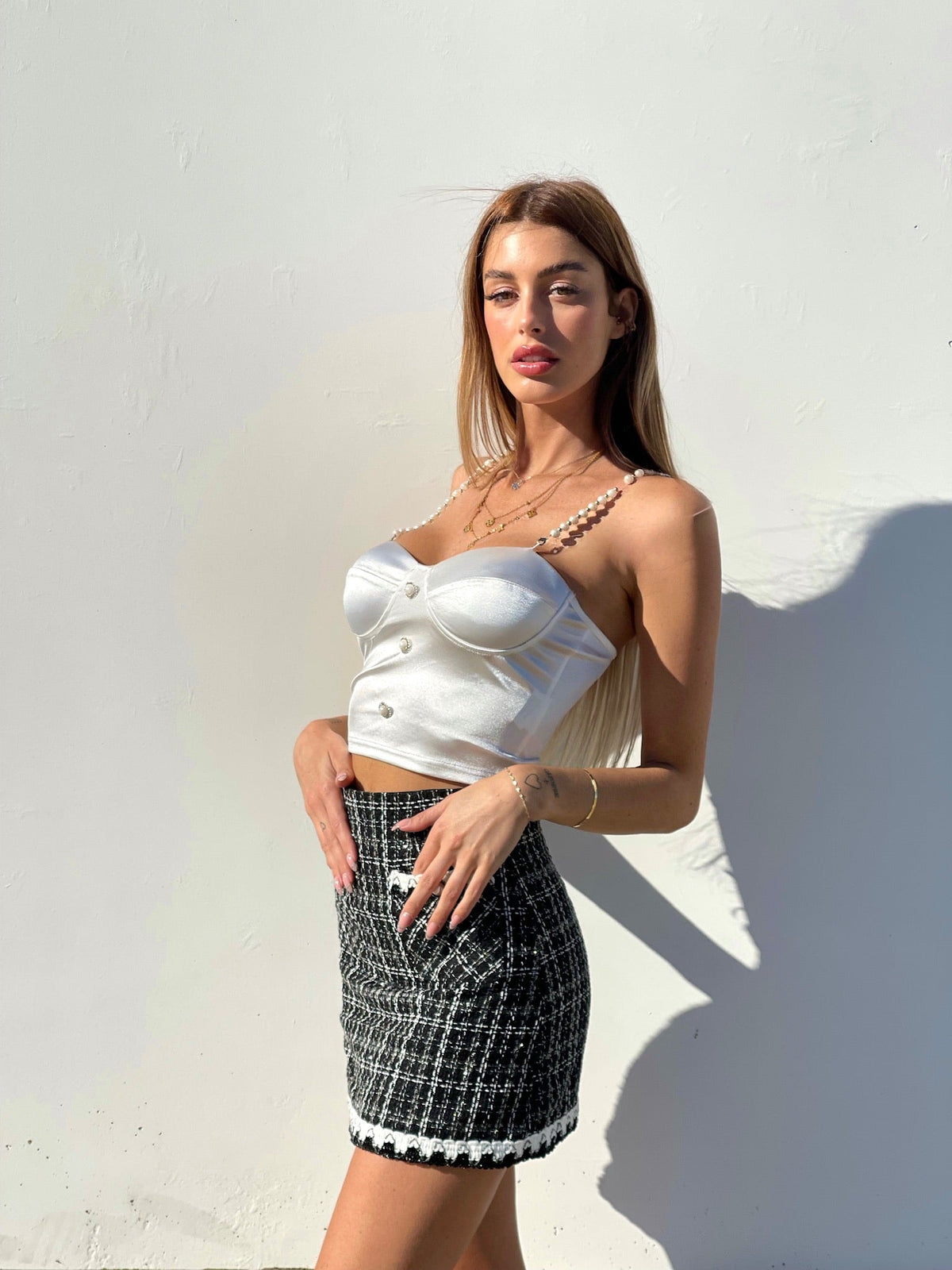 Top gioiello con perle