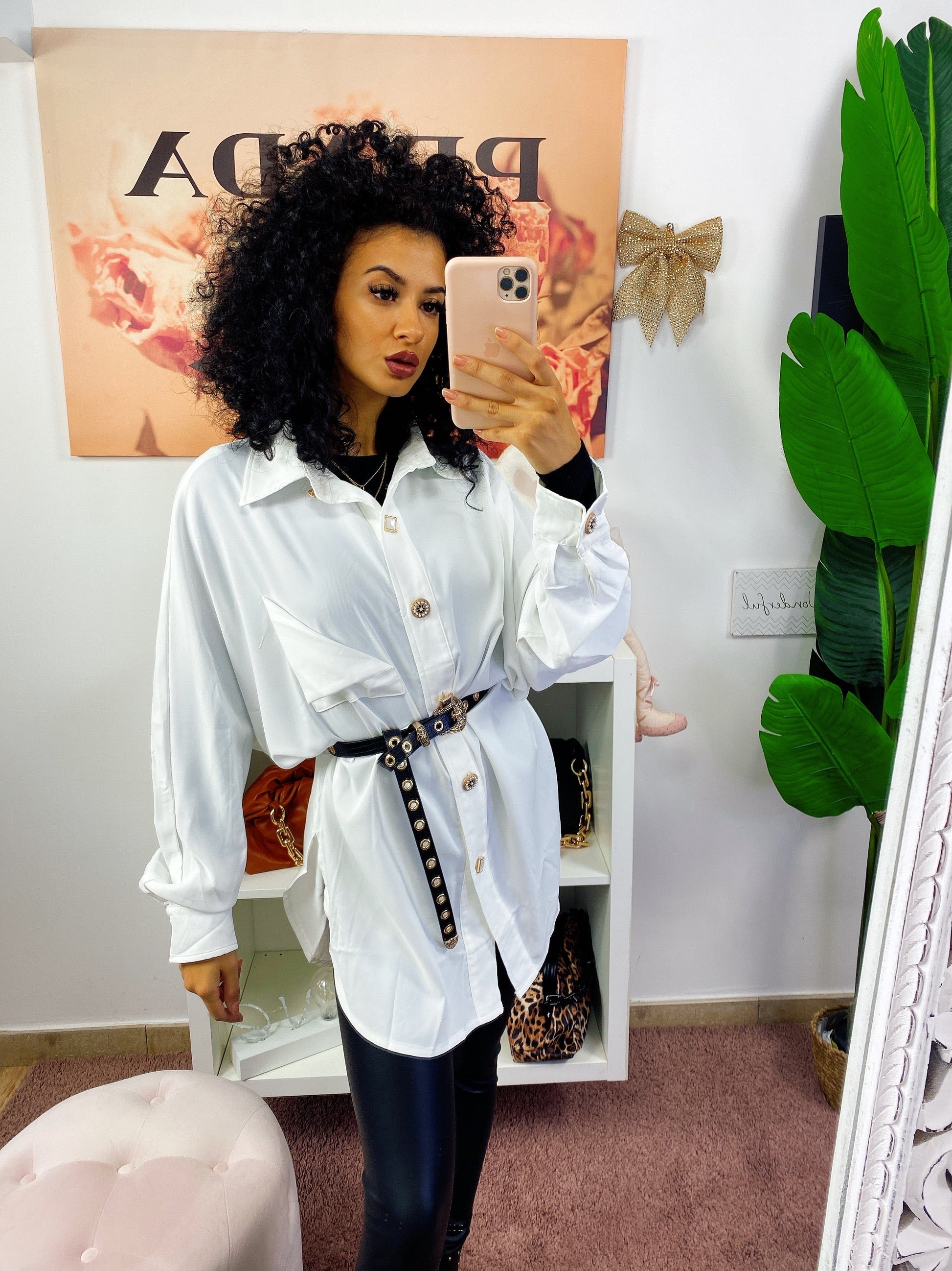 Camicione bianco con bottoni luxury