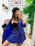Completo Giacca e short maculato base Blu