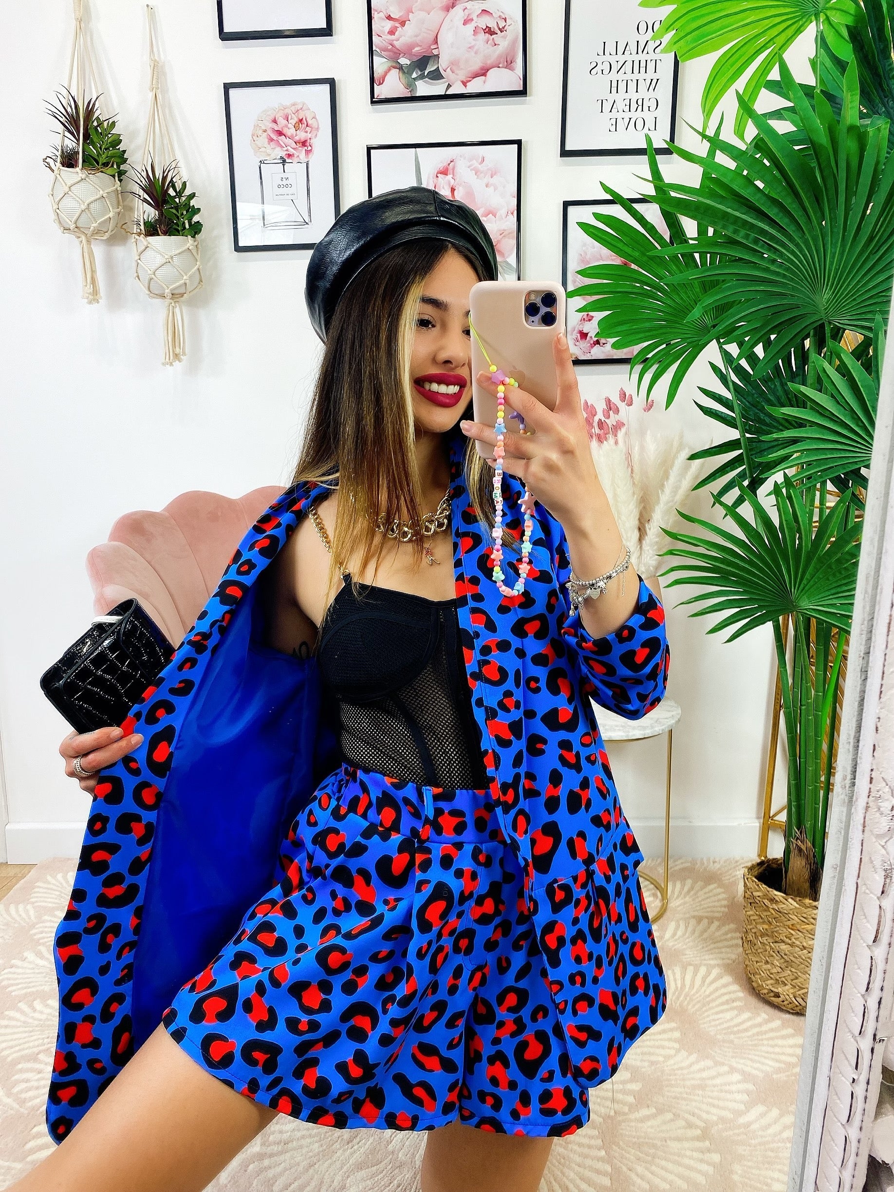 Completo Giacca e short maculato base Blu