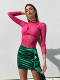 Camicia velata con corpino Fuxia