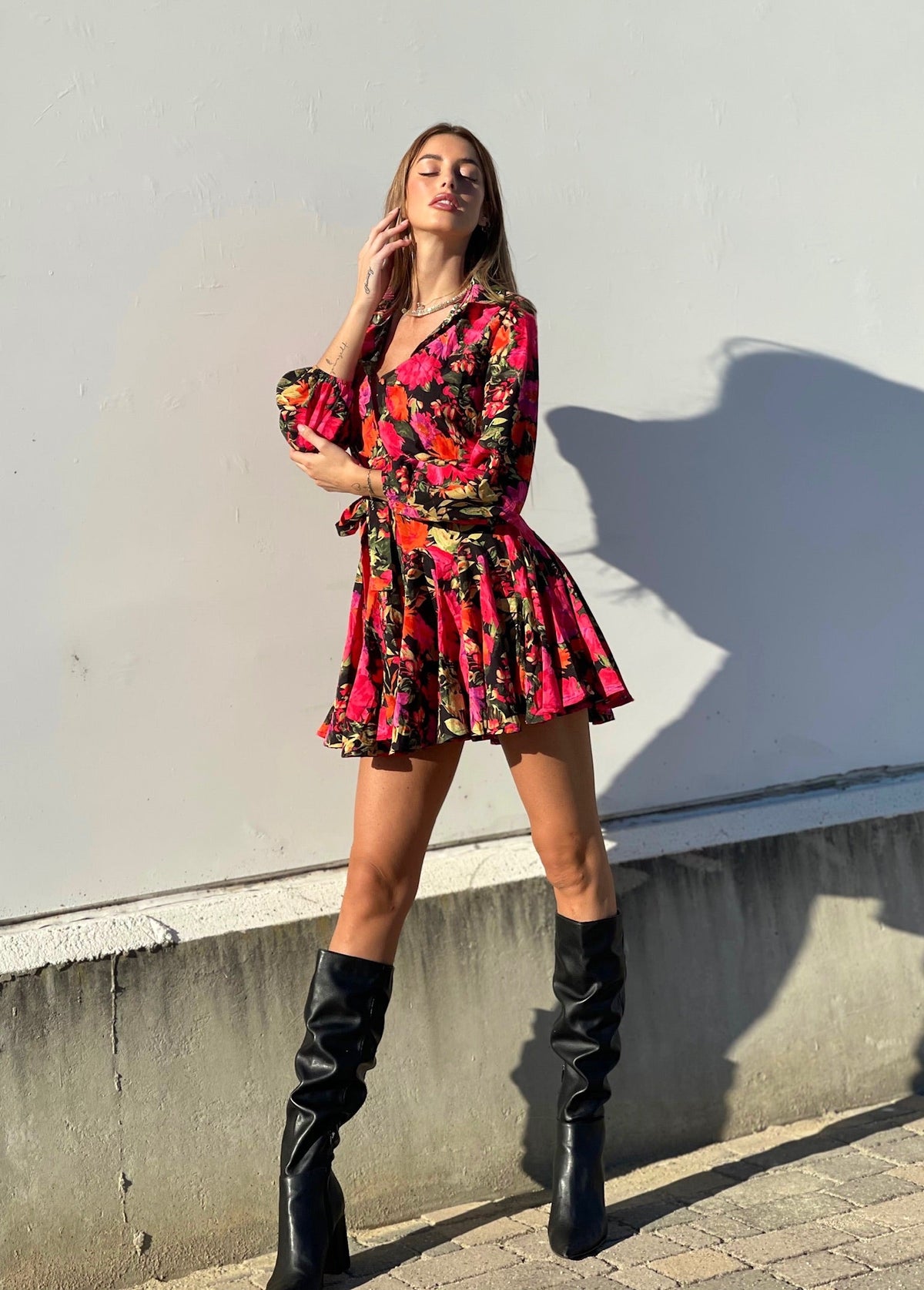 Abito a fiori Rossi fucsia