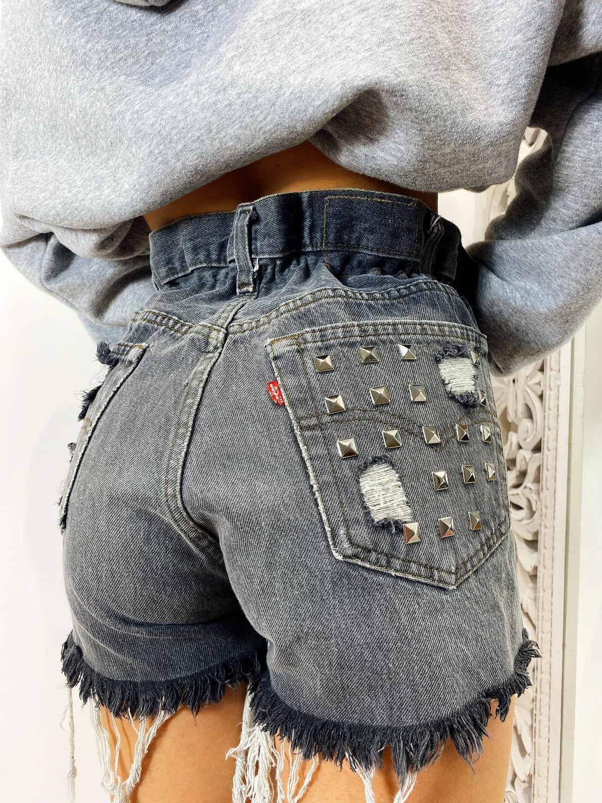 Short Levi’s Vintage con Borchie bagno grigio scuro
