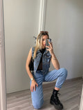 Smanicato di jeans con borchie