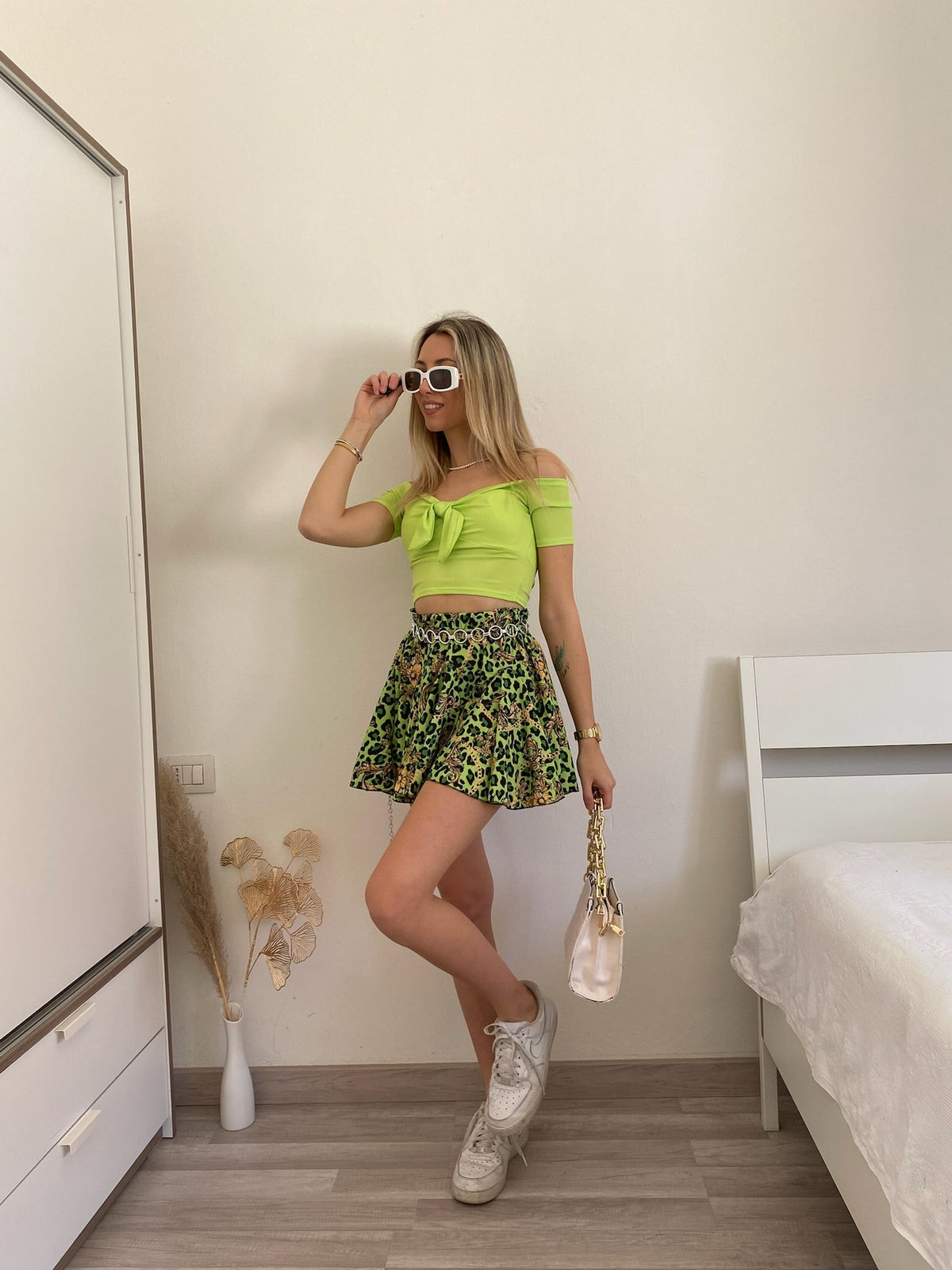 Gonna a ruota animalier lime