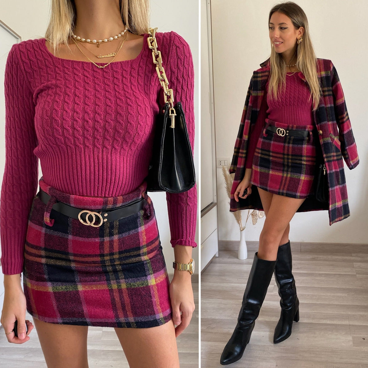 Maglioncino a trecce Fuxia
