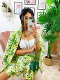 Completo Giacca e Short fiori lime