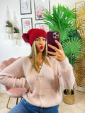 Maglione Rosa con fiocchi gioiello
