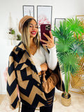 Giacca a quadri dettaglio beige zig zag