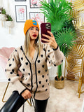 Maxi maglione camel a cuori