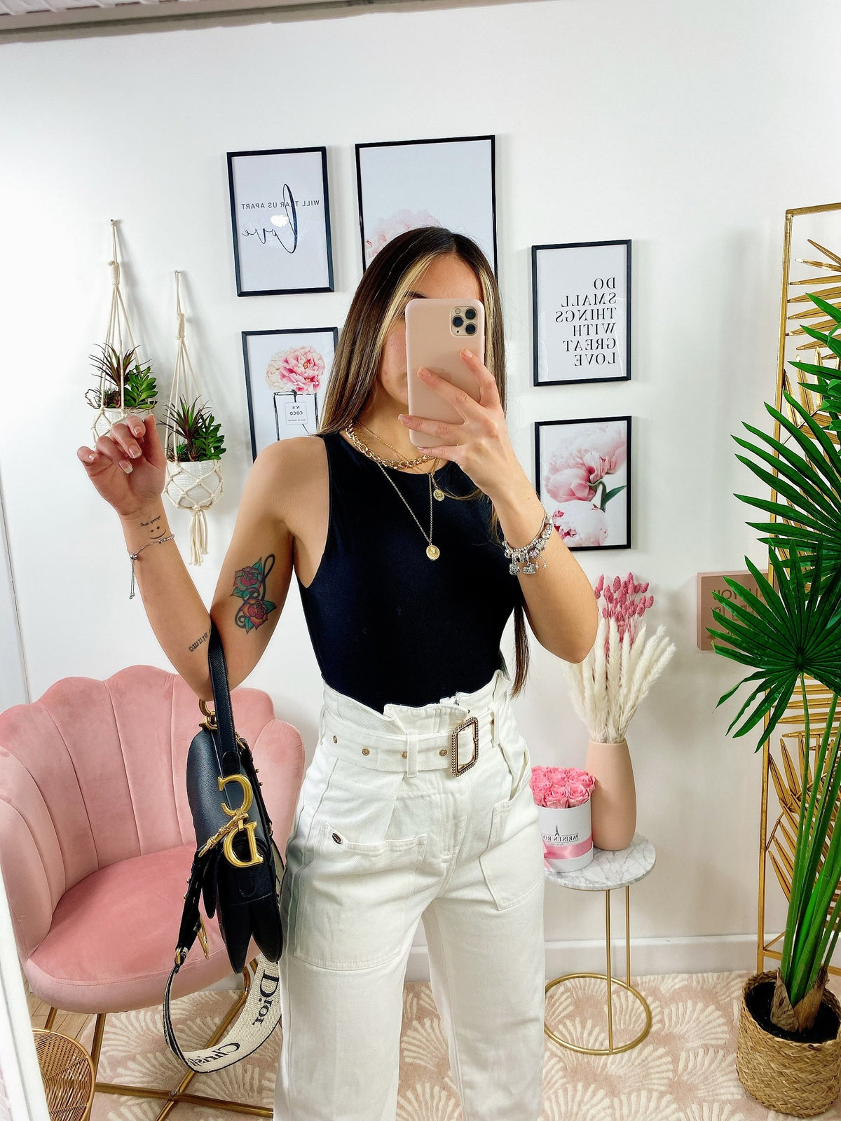 Jeans bianco boyfriend con cintura compresa