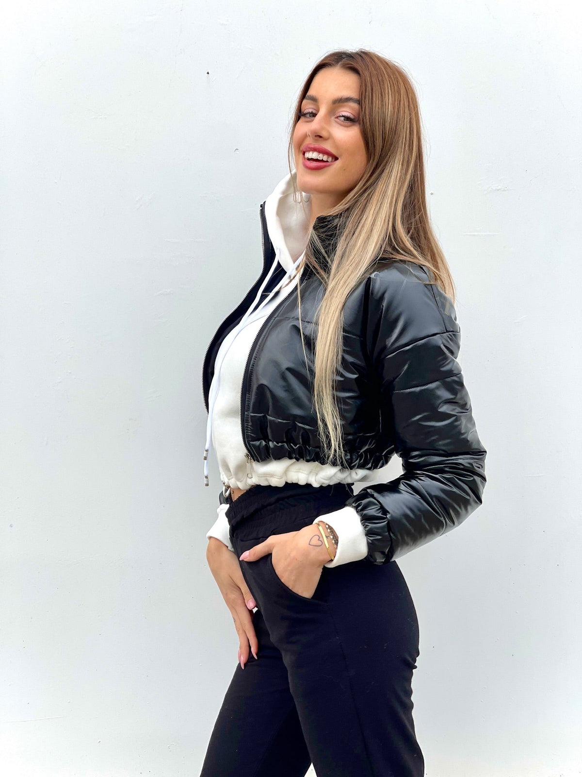 Bomber crop nero