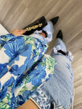 Camicia floreale azzurra