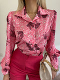 Camicia con stampa animalier fuxia