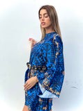 Abito etnico schiena aperta blu