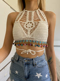 Top crochet con ciondoli