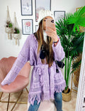 Cardigan sfrangiato lilla
