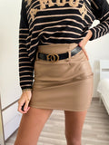 Gonna in ecopelle con cintura nude