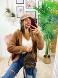 Cardigan camel con trecce