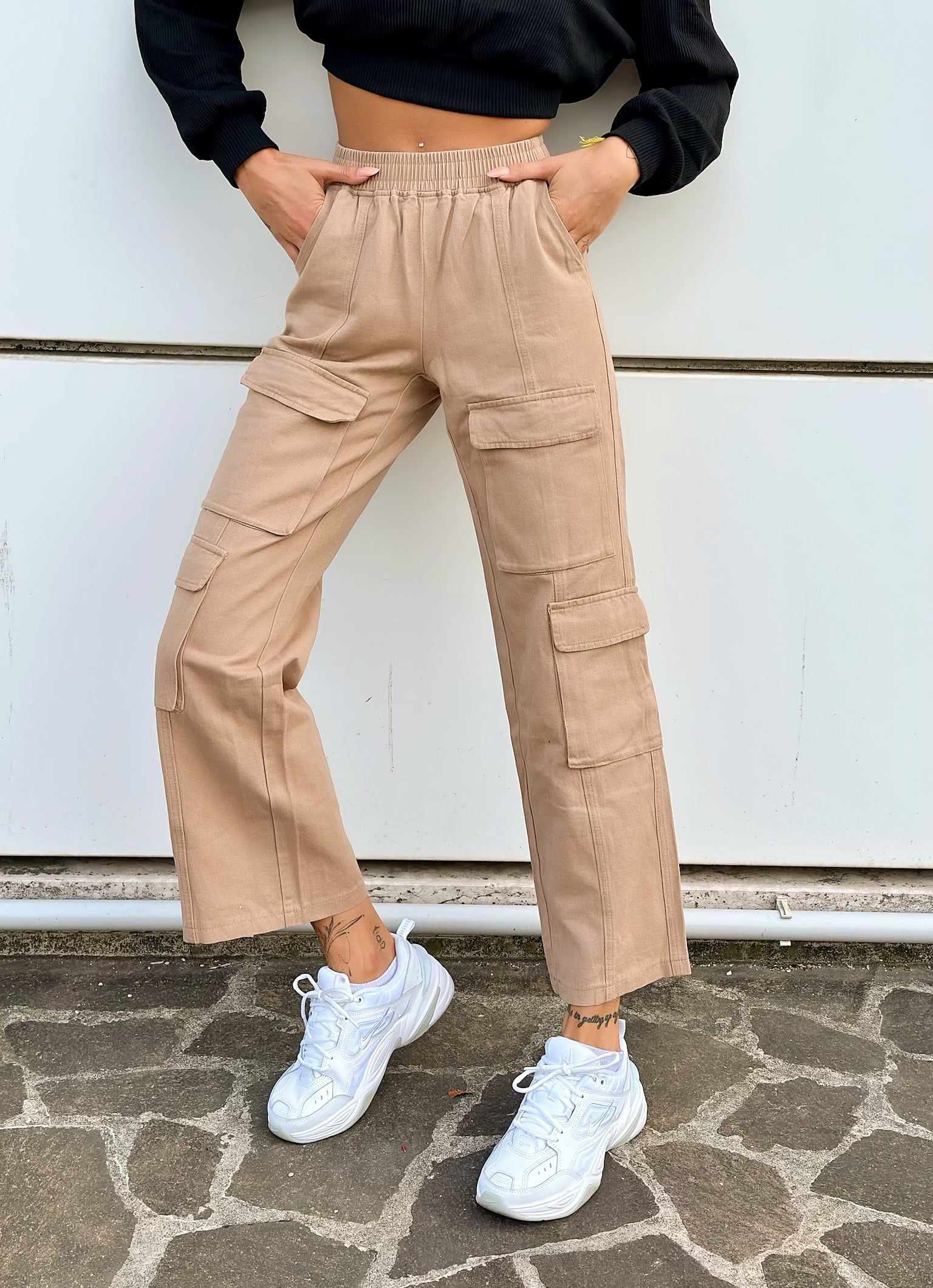 Jeans cargo Camel con tasche