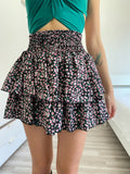 Gonna a balze fiori Fuxia verde